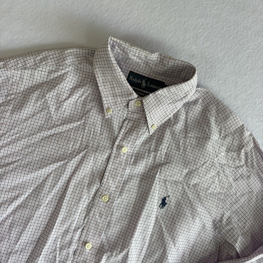 Ralph Lauren Mens 15 32/33 Classic Fit Cotton Long Sleeve Tattersall Button-Up